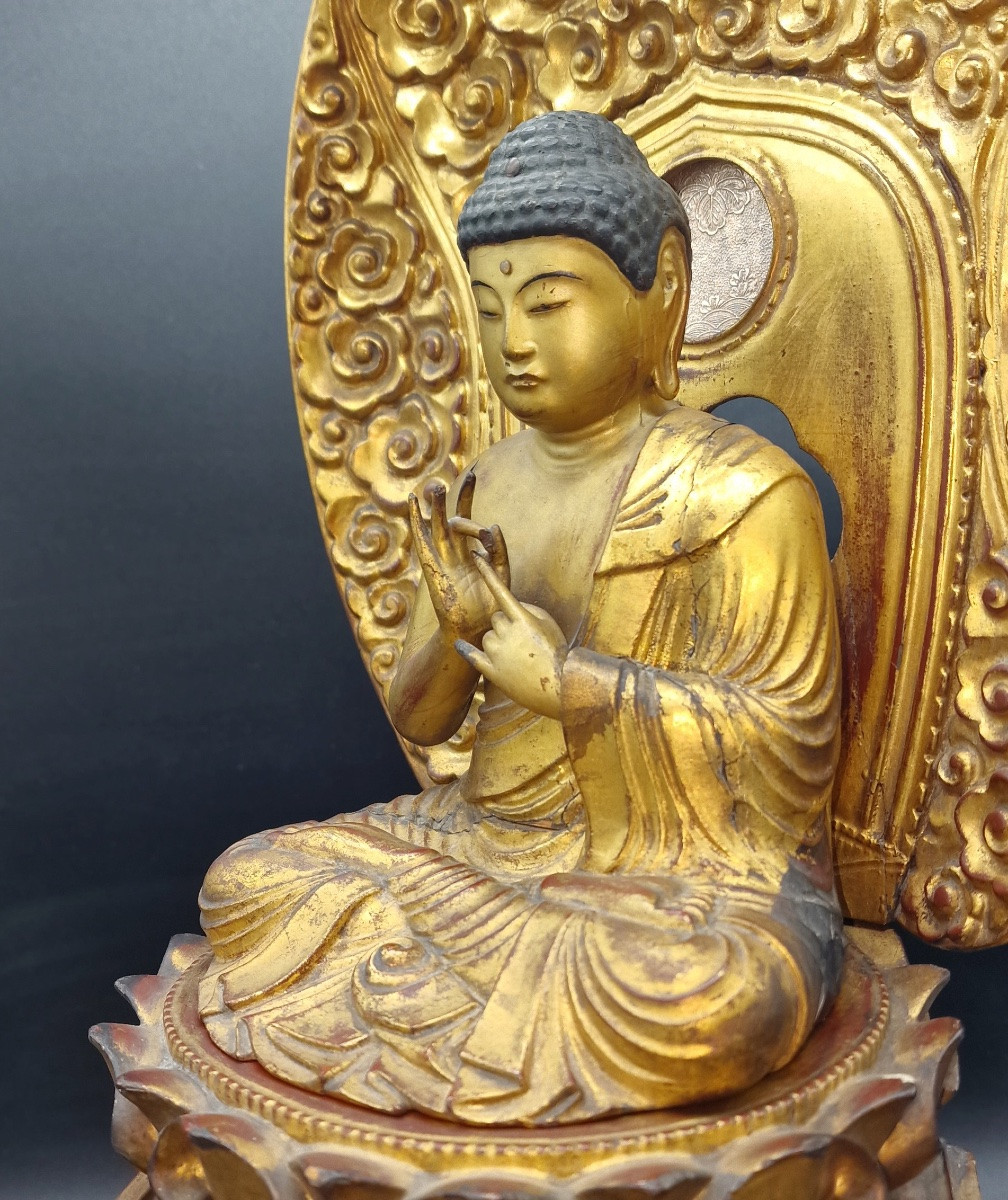Japon - Amithaba - Mudra Roue De La Loi - Miroir Fujiwara Tomoyoshi - Edo-photo-2