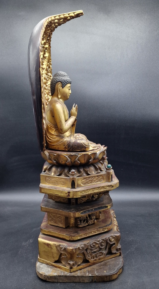 Japon - Amithaba - Mudra Roue De La Loi - Miroir Fujiwara Tomoyoshi - Edo-photo-2