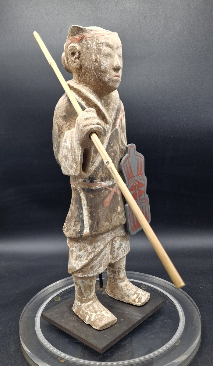 Chine - Soldat Lancier En Terre Cuite - Dynastie Han - Tl-photo-3