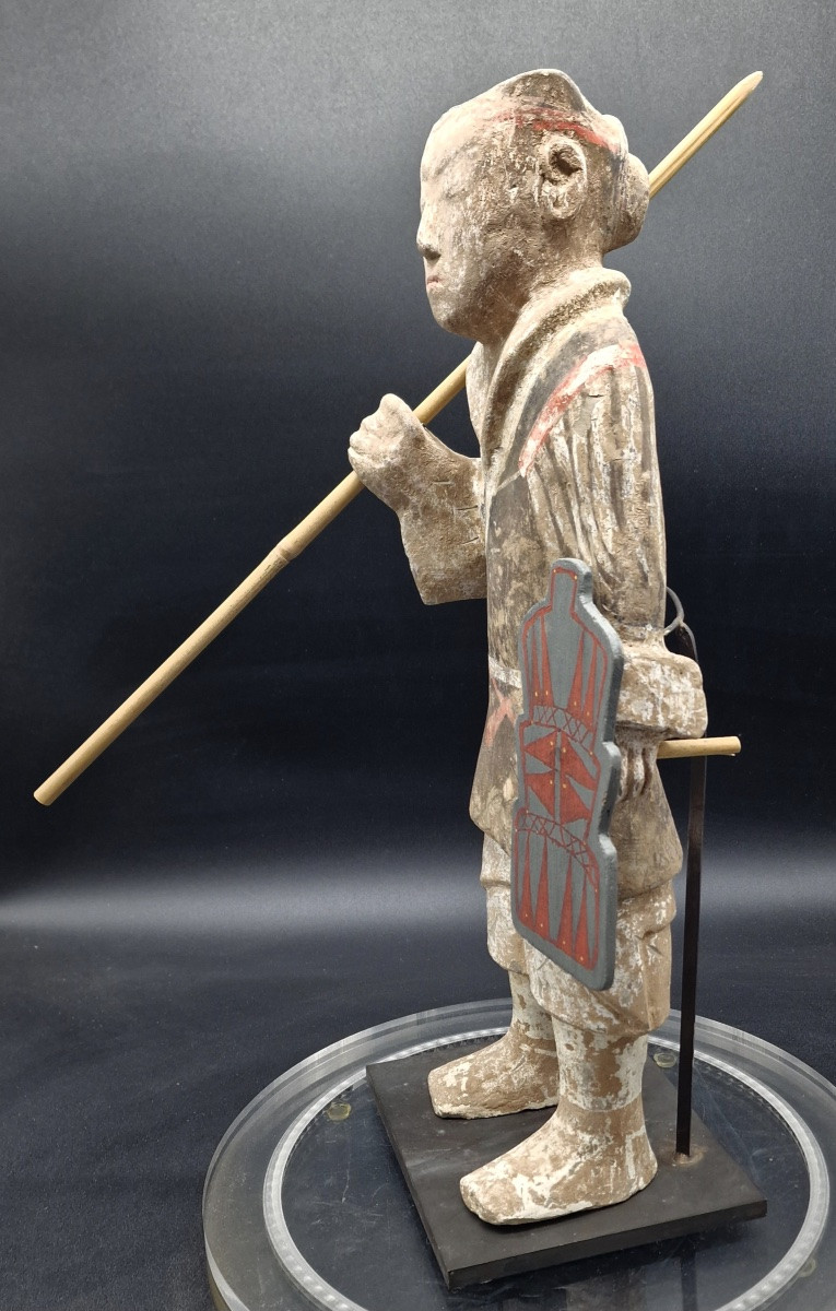 Chine - Soldat Lancier En Terre Cuite - Dynastie Han - Tl-photo-2