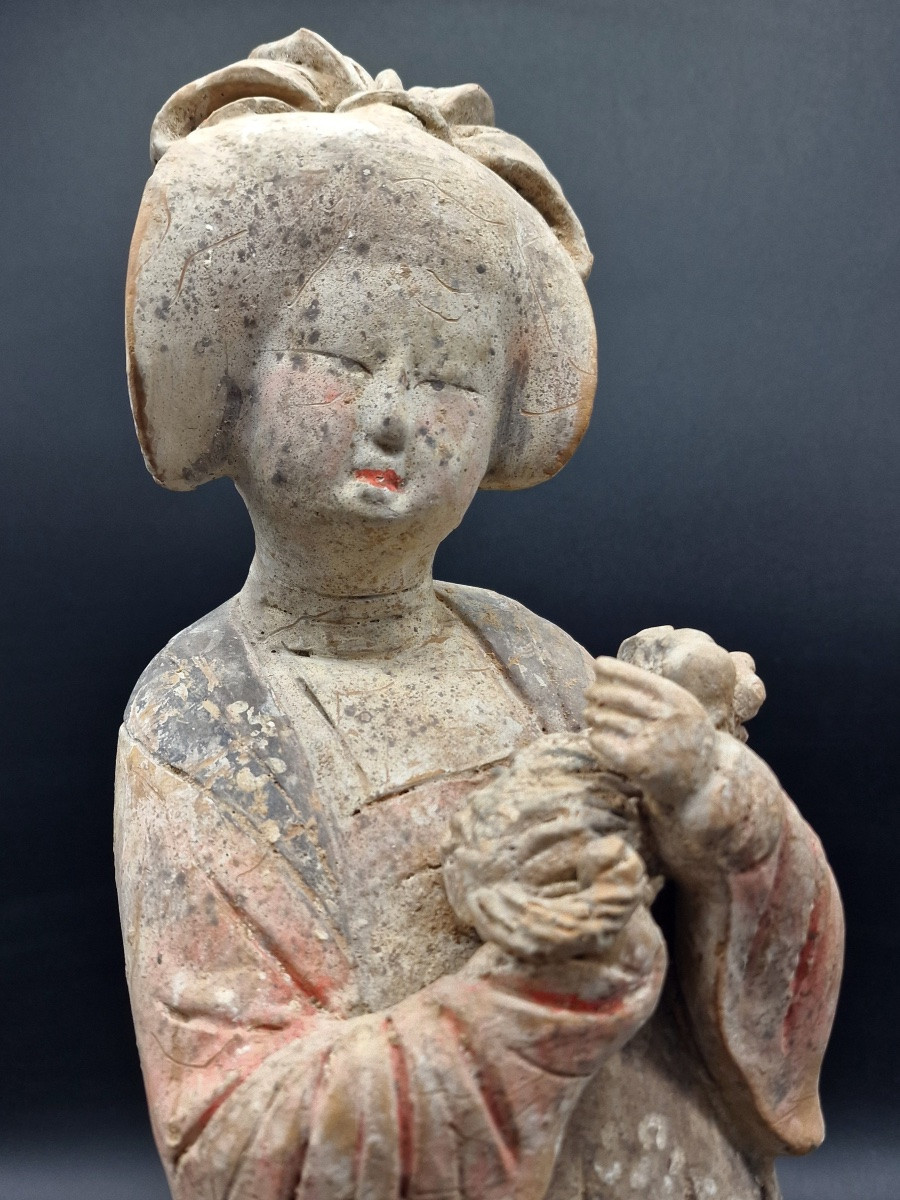 China - Great And Remarkable Fat Lady With Dog - Tang Dynasty - Tl-photo-3