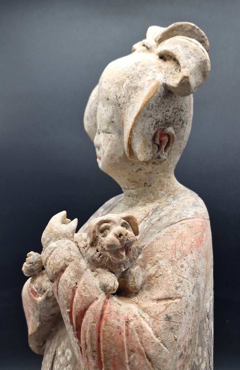 China - Great And Remarkable Fat Lady With Dog - Tang Dynasty - Tl-photo-4