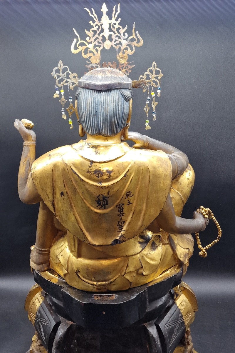 Japan - Large Saikoku Sanjju-sakasho Kannon In Gilded Wood On A Throne With Mandorla - Edo-photo-4