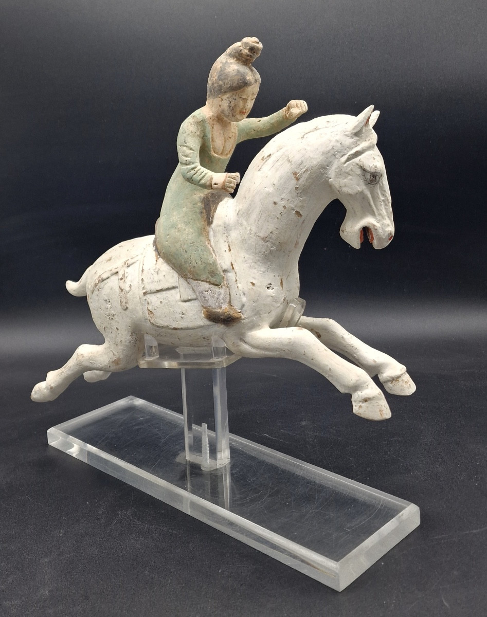 China - Polo Player With White Horse - Tang Dynasty - Tl