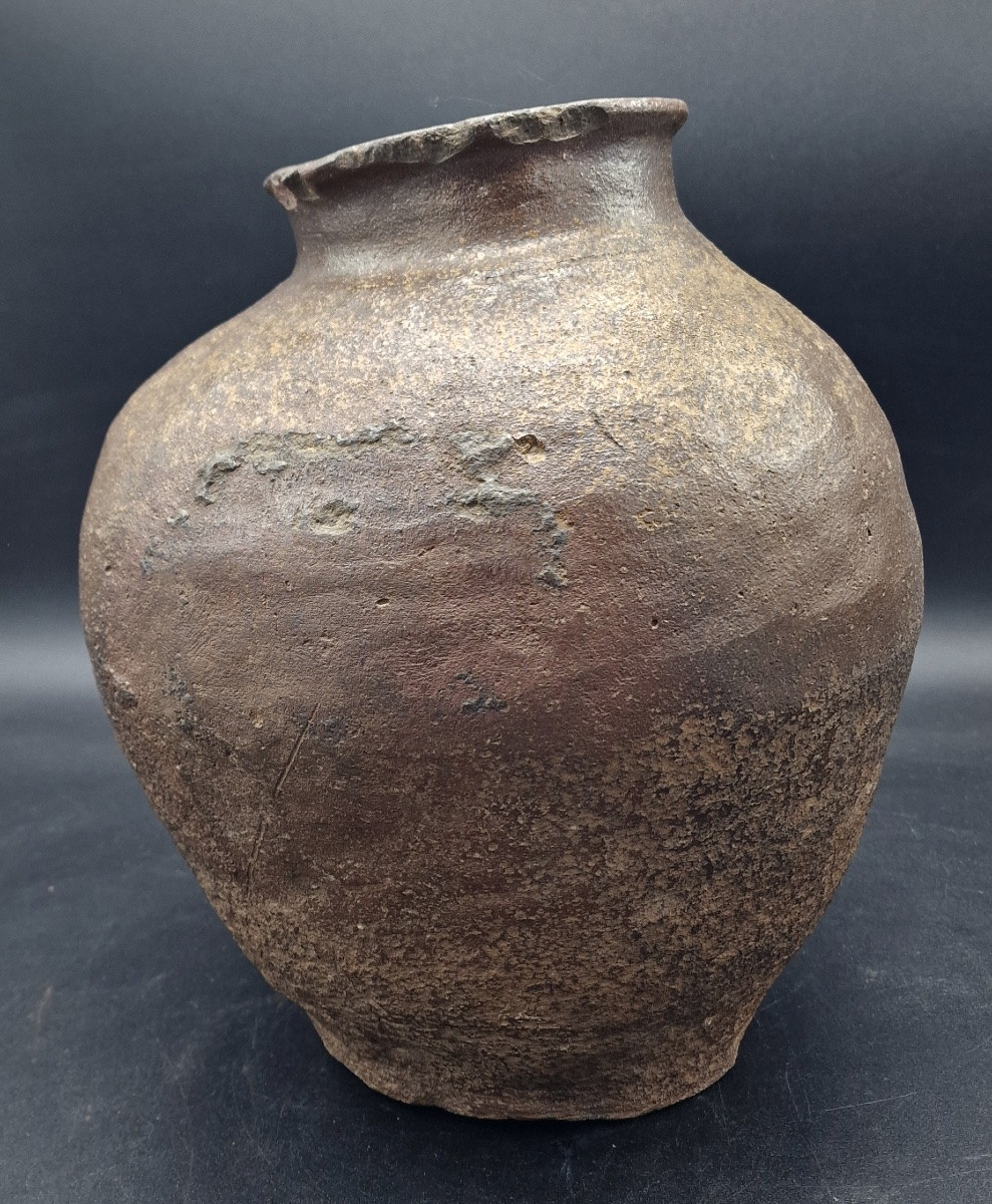 Japan - Koshigaraki Vase In Bizen Sandstone - Edo - Circa 1650-photo-3