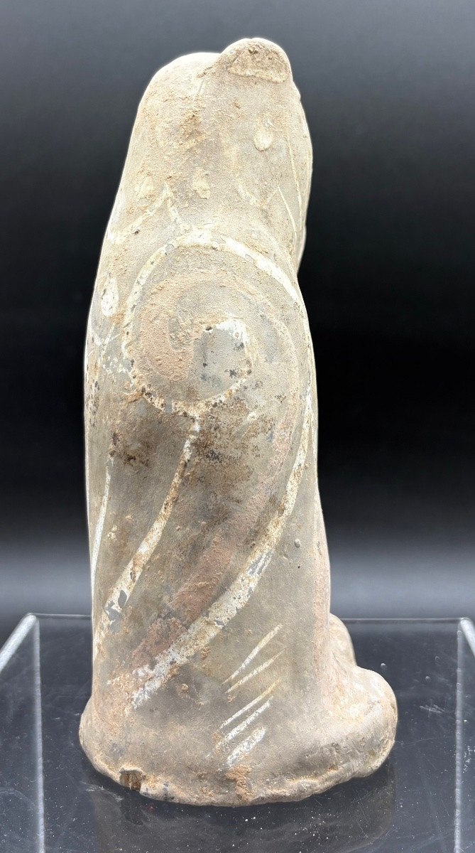 China – Polychrome Terracotta Owl – Han Dynasty-photo-3