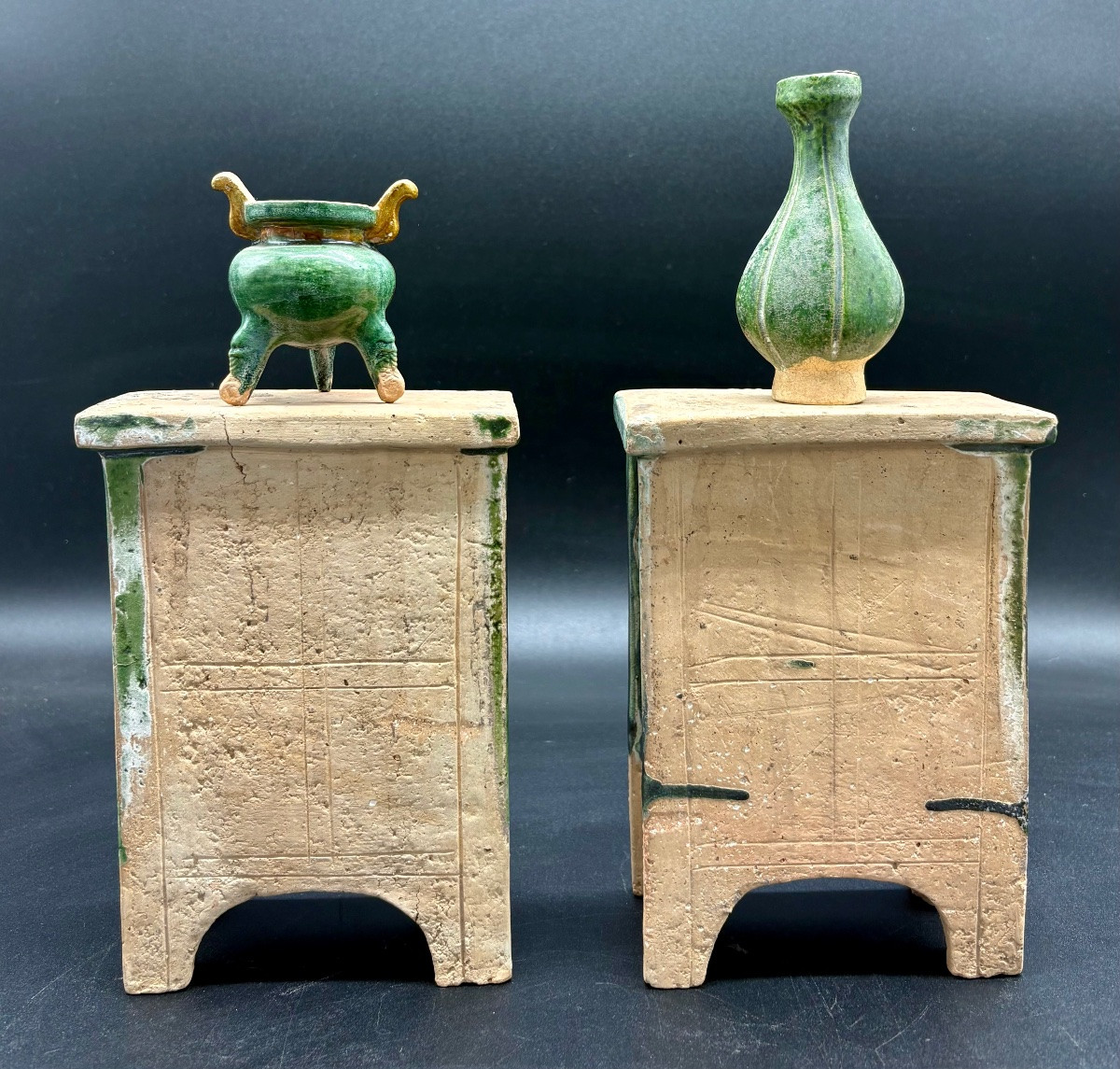China - Pair Of Glazed Terracotta Furniture - Ming - Tl-photo-2