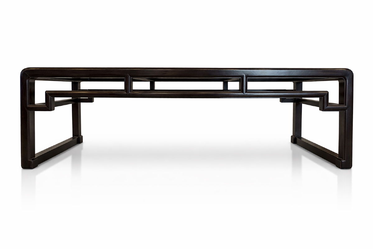 Chine - Table basse en bois laqué brun foncé, dite table kang - Milieu du 20ème - Style Ming.-photo-2