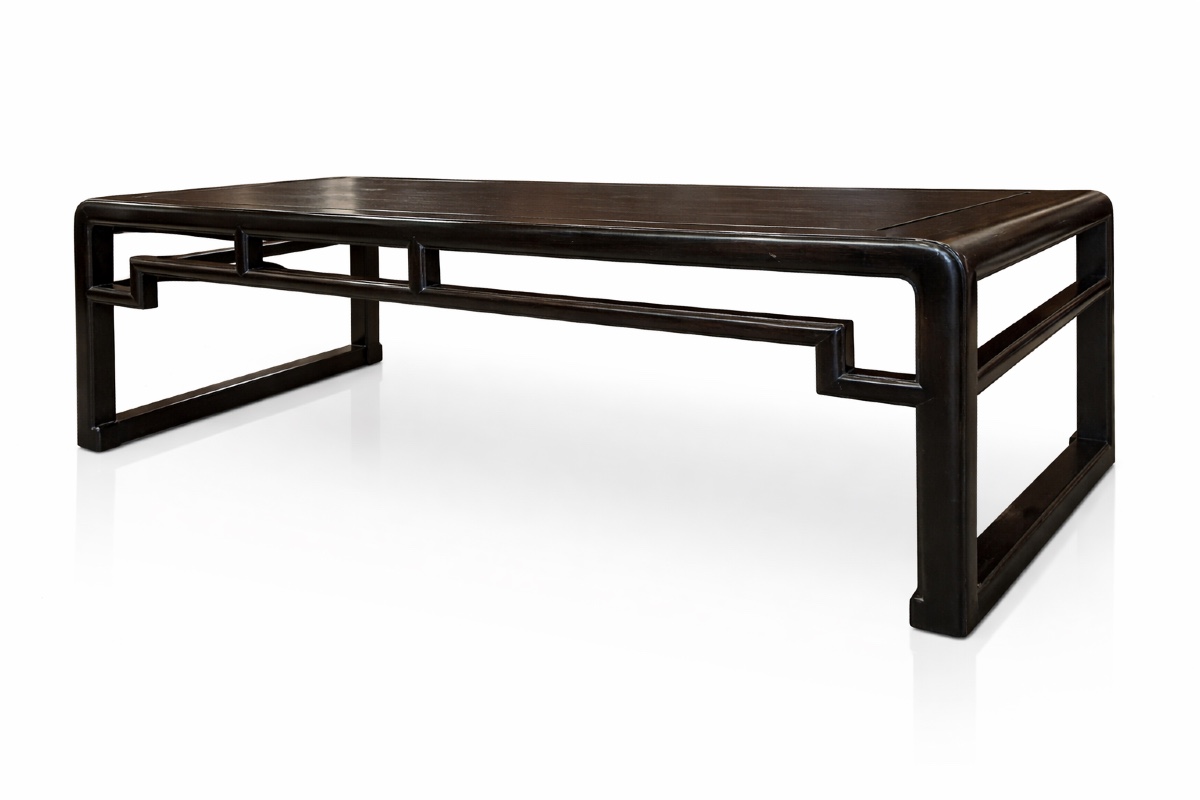 Chine - Table basse en bois laqué brun foncé, dite table kang - Milieu du 20ème - Style Ming.
