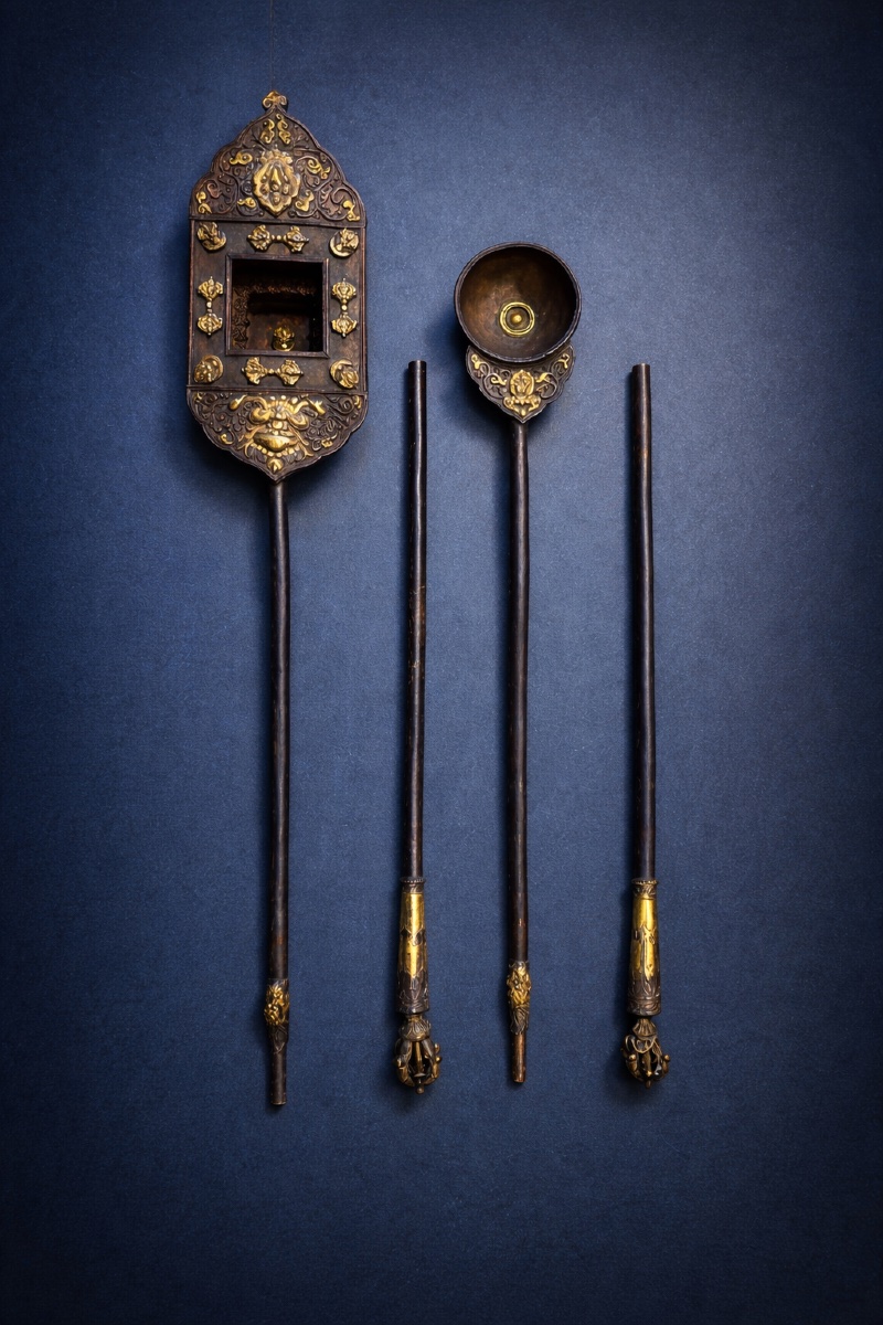 Himalayan Region (tibet / Nepal) - Rare Libatory Spoons - Gang-luk / Zuk-luk - 19th Century-photo-4