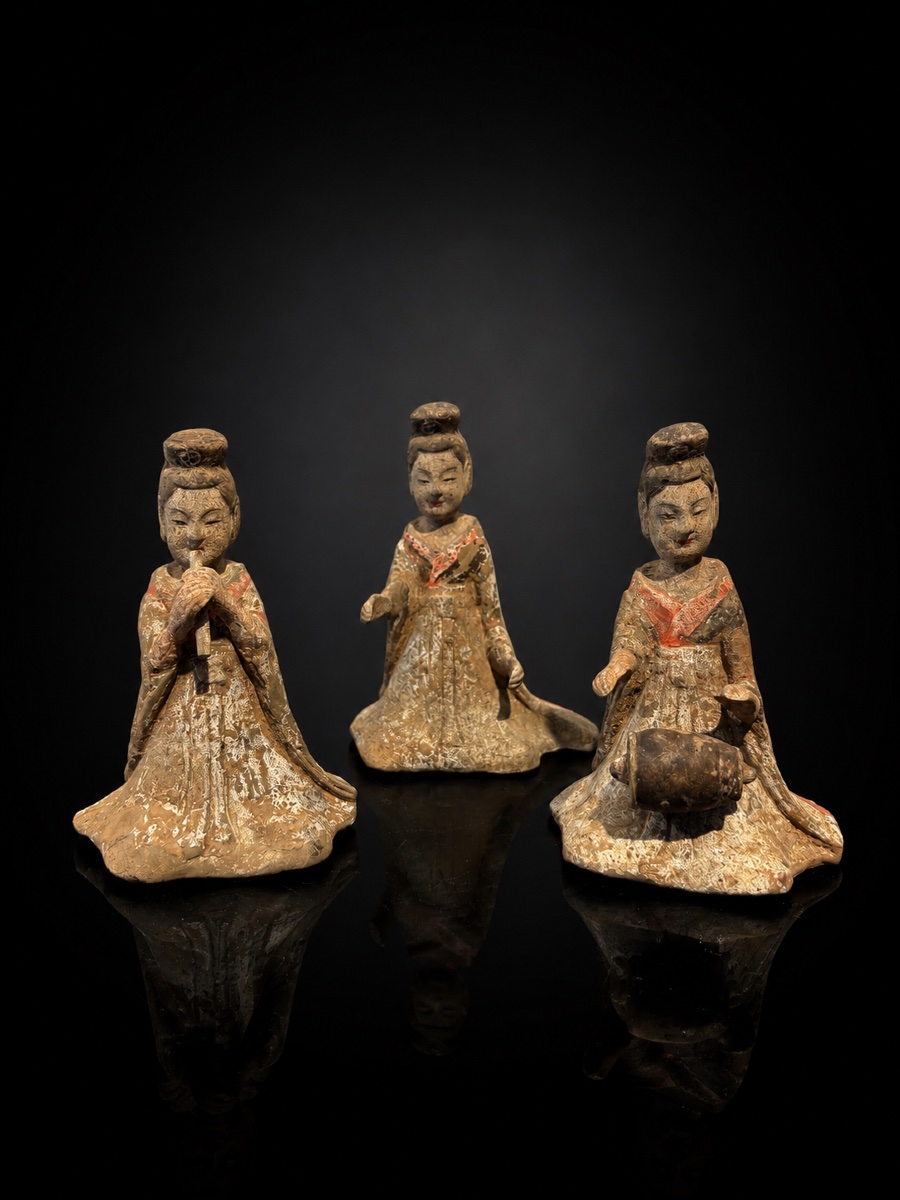 China - Group Of Three Female Musicians - Northern Wei Dynasty - Tl