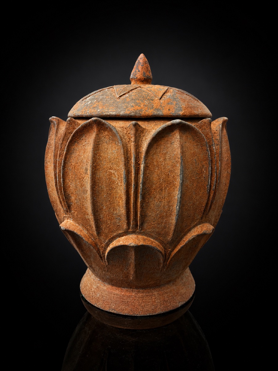 Chine - Jarre funéraire couverte au décor de Lotus - Lianhua fun - Fin Sui / Début Tang
