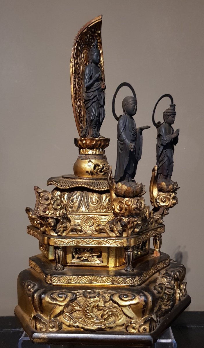 Butsudan - Triad Of Compassion - Kannon, Seishi And Jizô - Edo Era - Japan-photo-4