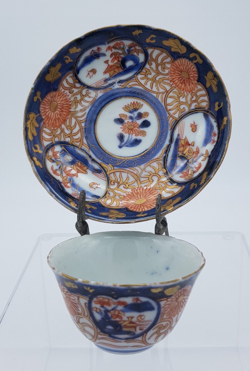 Japan - Pair Of Small Cups And Saucers With Imari Decor - Edo 18th-photo-3