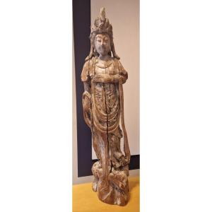 China - Wooden Guanyin - Late Qing Dynasty.