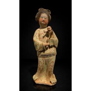 China - Large Fat Lady Holding A Child - Tang - Tl
