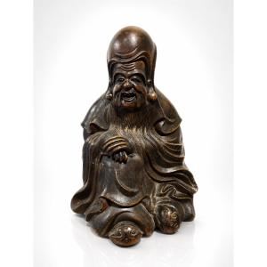 Japan - Bizen Stoneware Incense Burner (kōro) – Fukurokuju Deity - Late 19th Century
