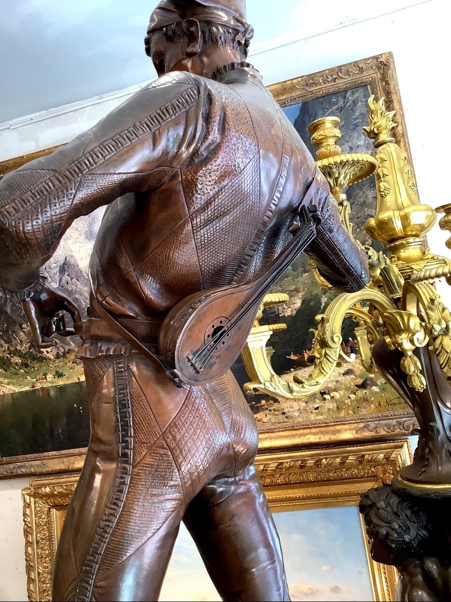 Bronze 19 Eme Siècle Par Paul Dubois (1829-1905) Arlequin -photo-2