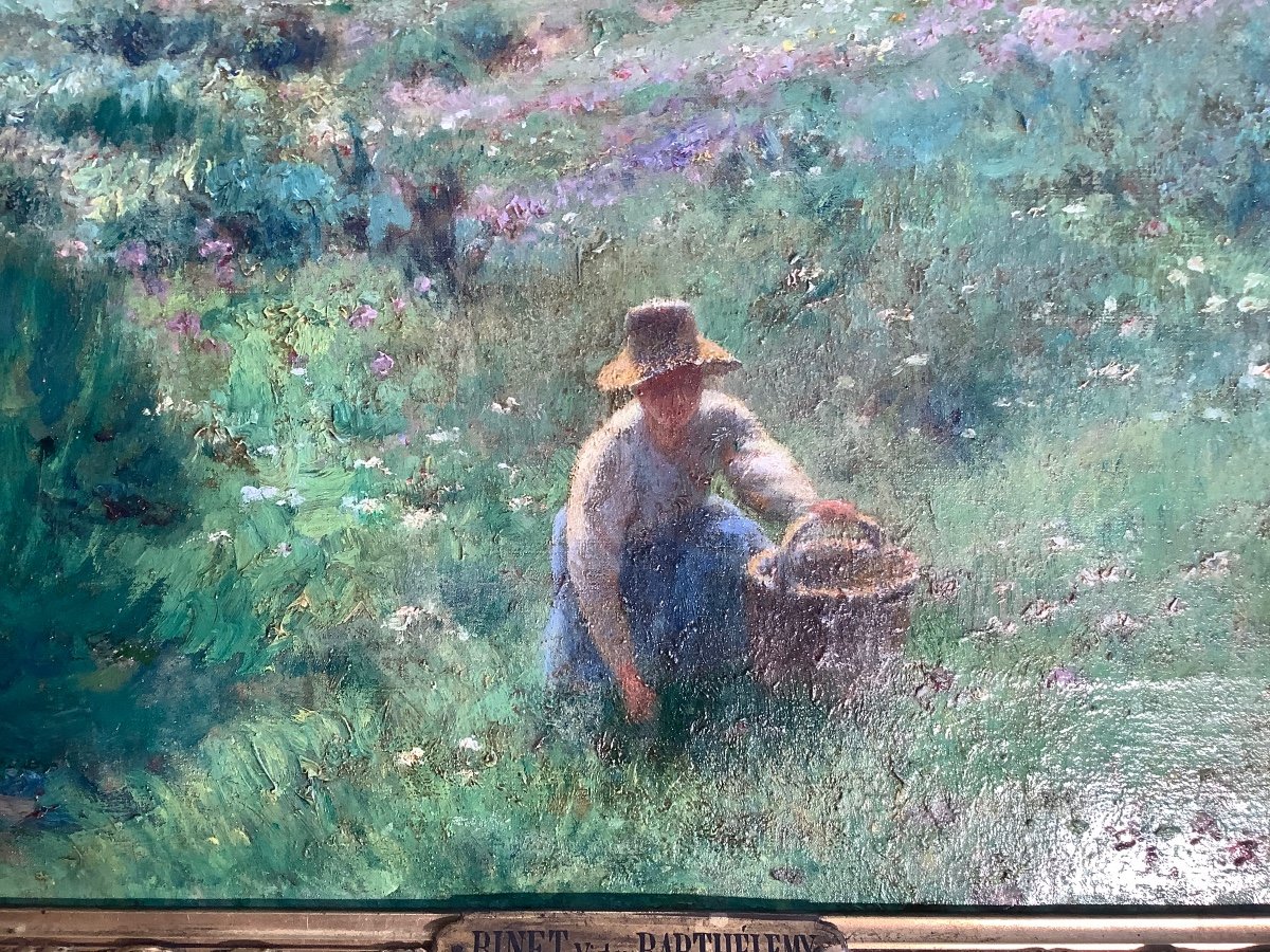 Tableau Par Victor Jean Baptiste Barthelemy BINET (1849-1924) «  Paysage Au Printemps « -photo-4