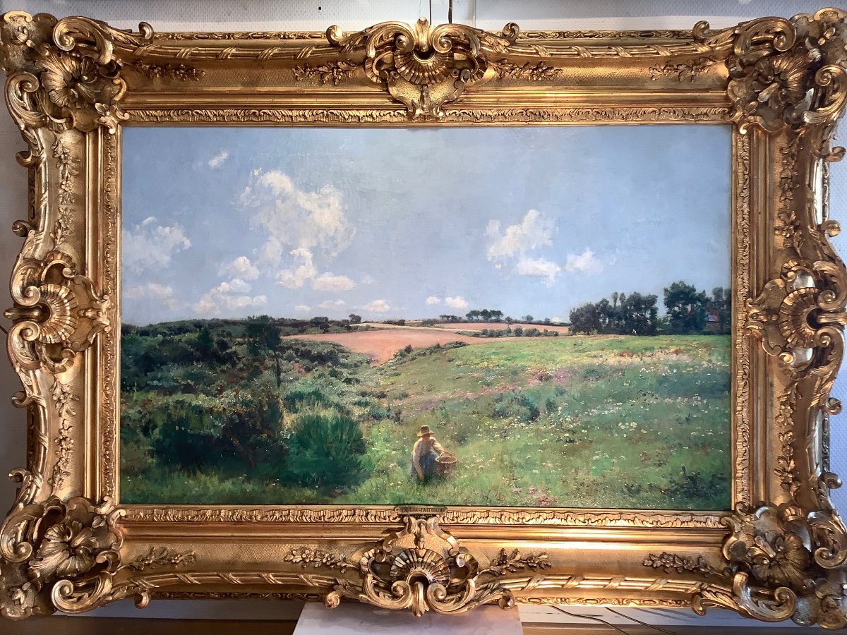 Tableau Par Victor Jean Baptiste Barthelemy BINET (1849-1924) «  Paysage Au Printemps « 