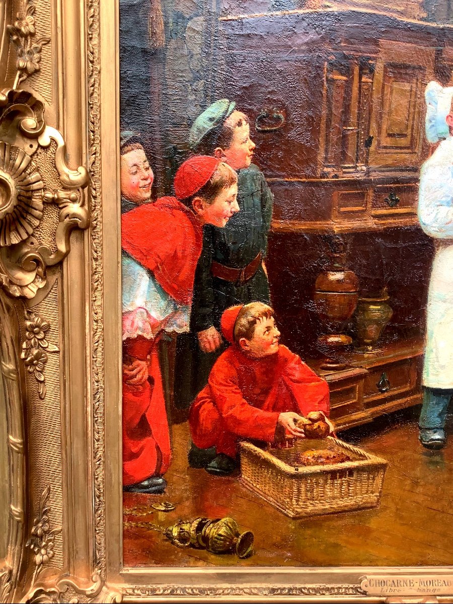 Painting By Paul Chocarne Moreau (1855-1930) "free Trade"-photo-3