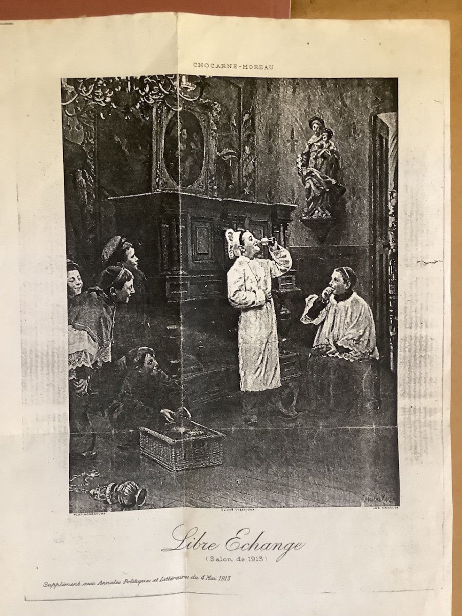 Painting By Paul Chocarne Moreau (1855-1930) "free Trade"-photo-2