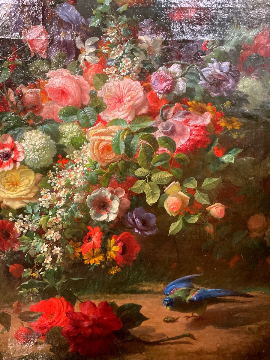 Painting By Léon Louis Lecuyer 19 Th Century “still Life With Bird”-photo-3