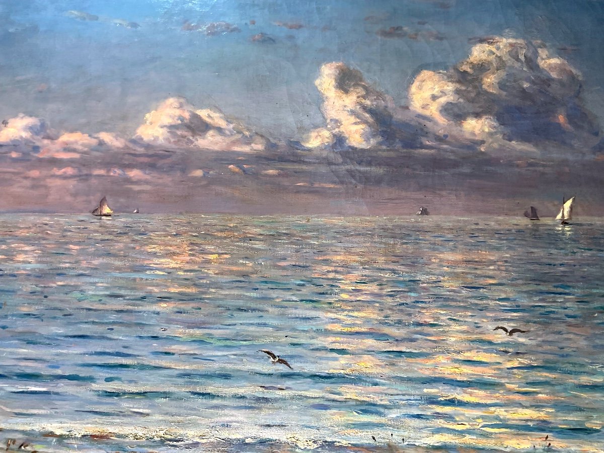 Peinture Jules MASURÉ ( 1819-1910) «  Vue Des environs de St RAPHAEL  » Signée Et Datée 1889 -photo-3