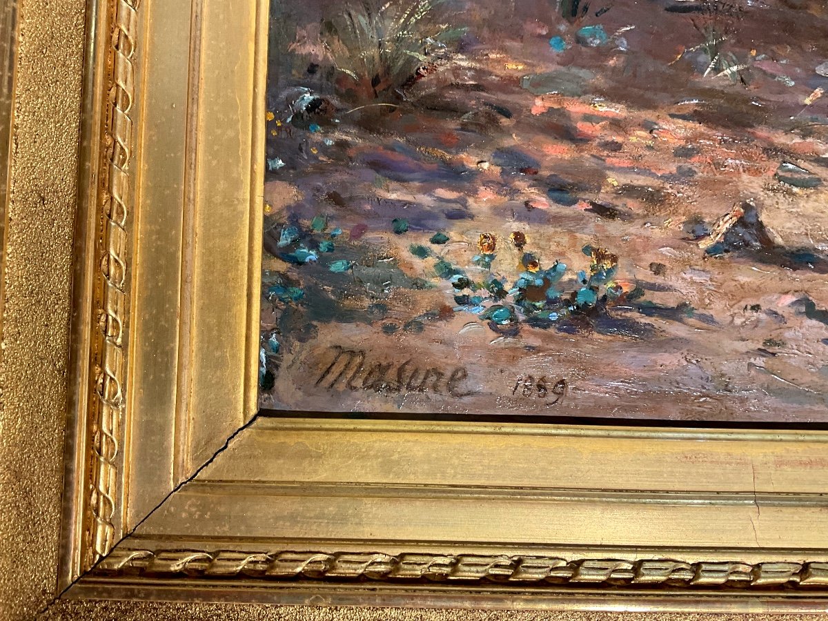 Peinture Jules MASURÉ ( 1819-1910) «  Vue Des environs de St RAPHAEL  » Signée Et Datée 1889 -photo-4