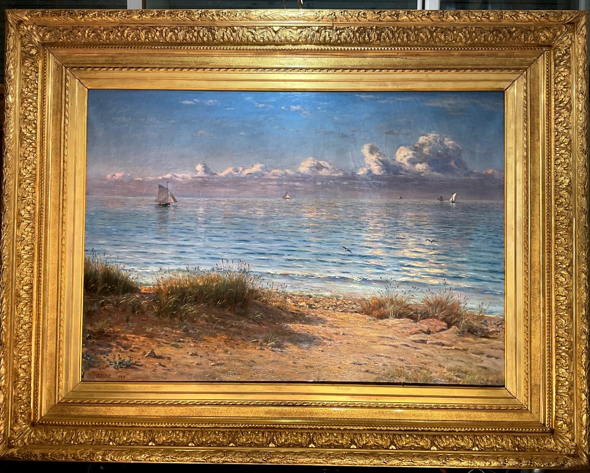 Peinture Jules MASURÉ ( 1819-1910) «  Vue Des environs de St RAPHAEL  » Signée Et Datée 1889 
