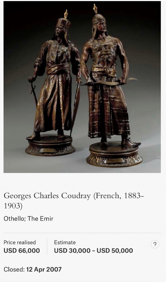  Paire de bronzes par Charles COUDRAY  (1862-1944) Othello et l Emir-photo-6