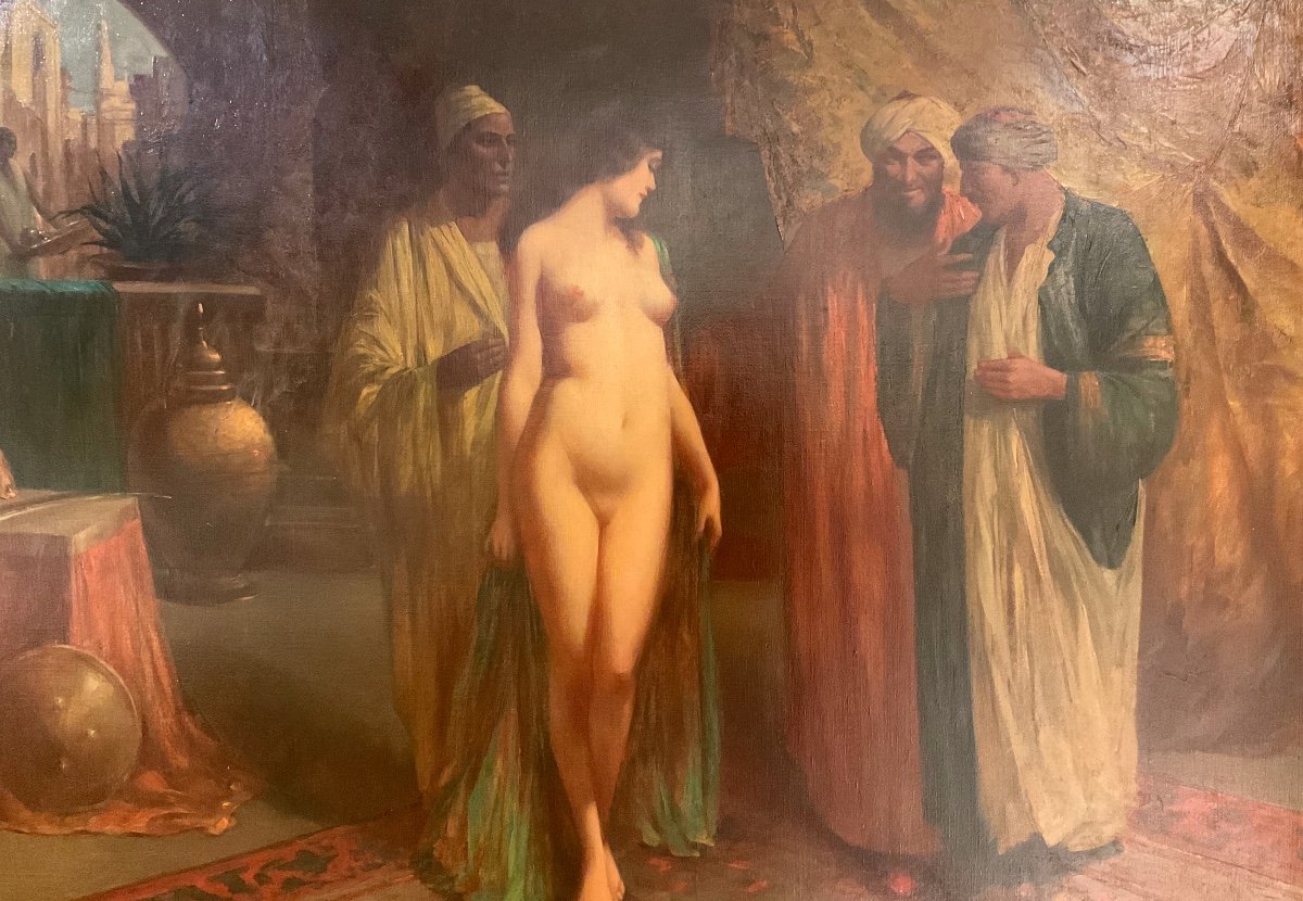Painting By édouard Ansen-hofmann (1862-1955) “slave Market”-photo-4