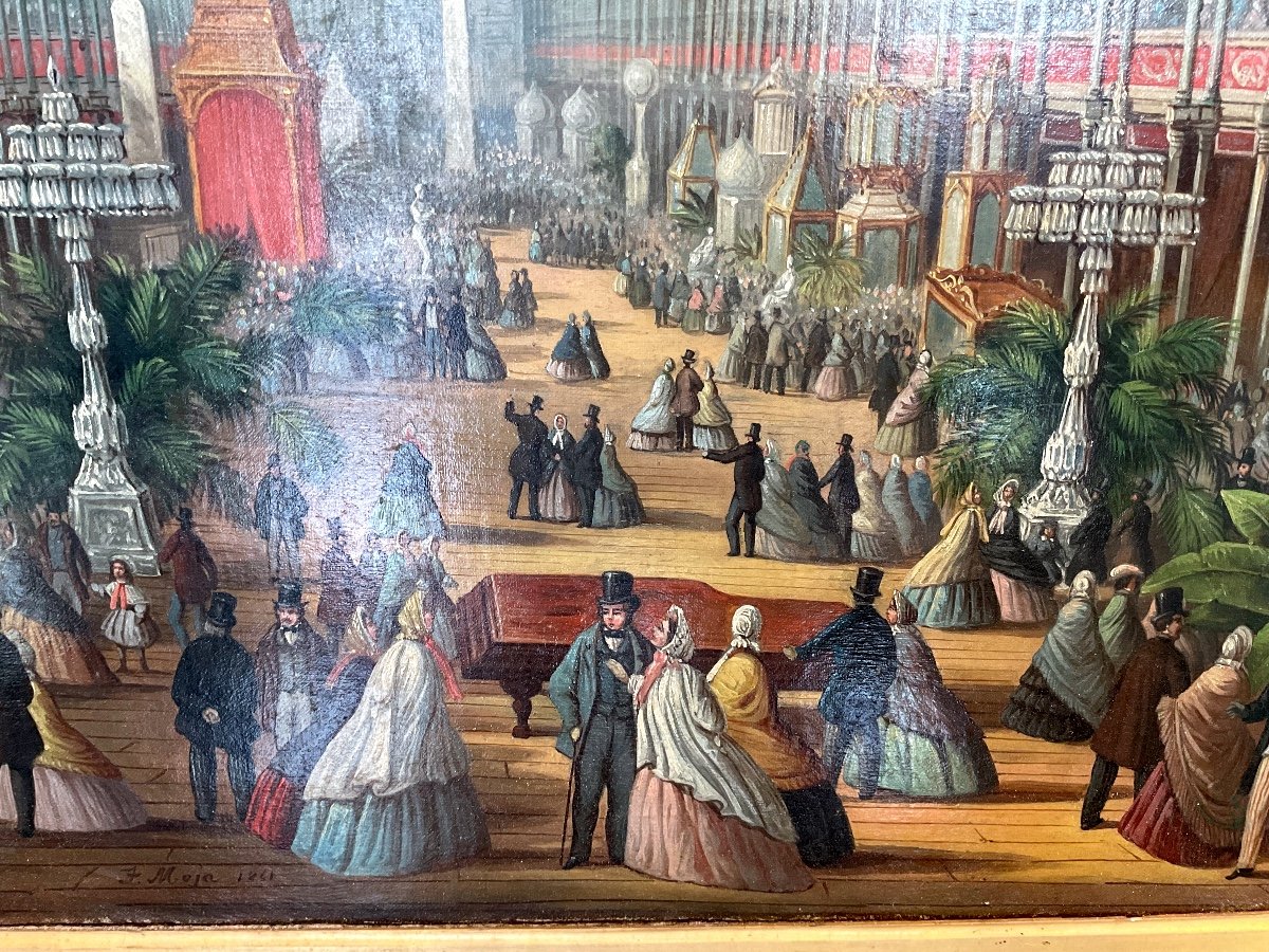 Painting By Federico Moja Ou Moia (1802-1885) « Universal Exhibition At The Crystal Palace 1861-photo-4