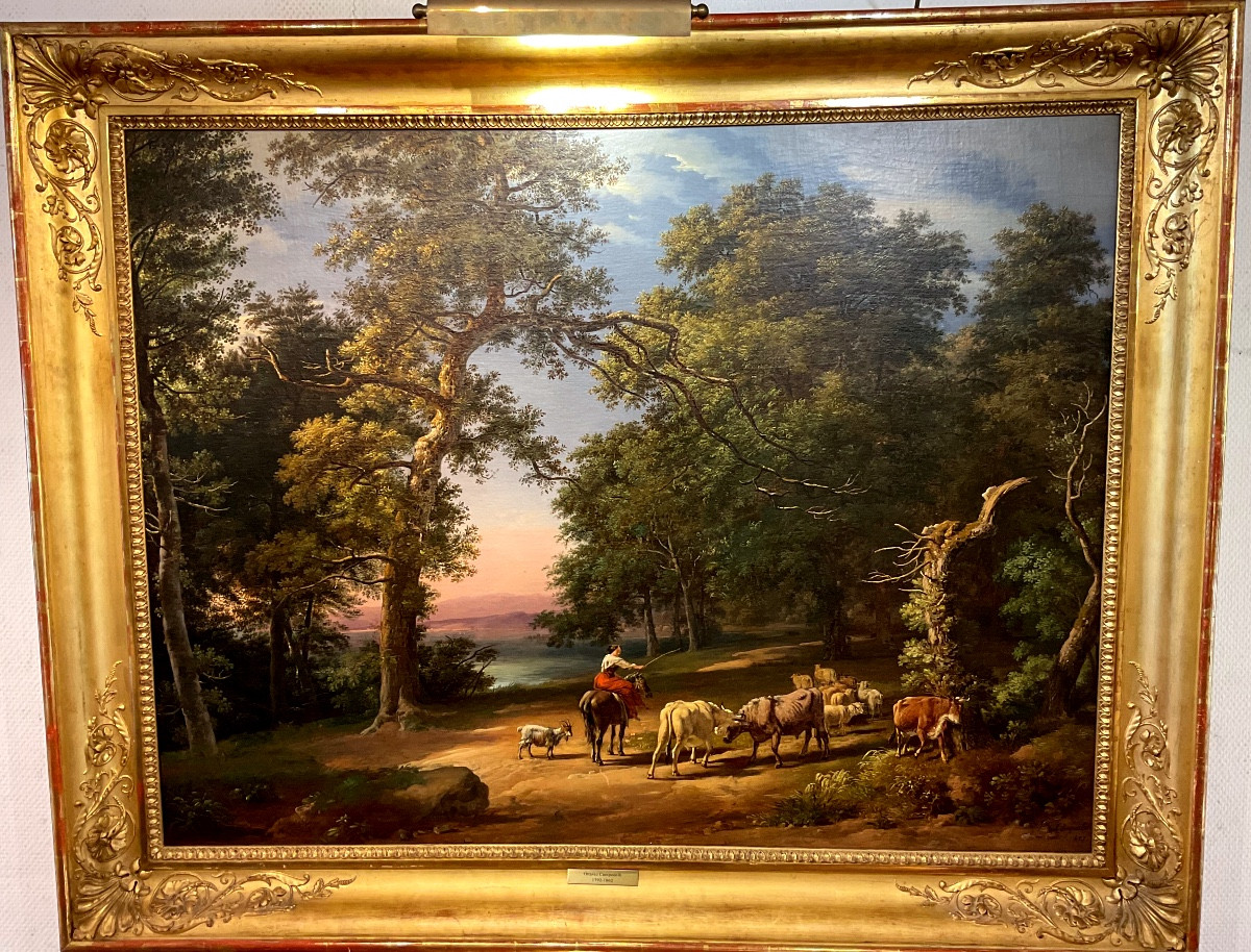 Painting By Ottavio Campedelli (1792-1862) “animated Landscape” Signed Dated 1837