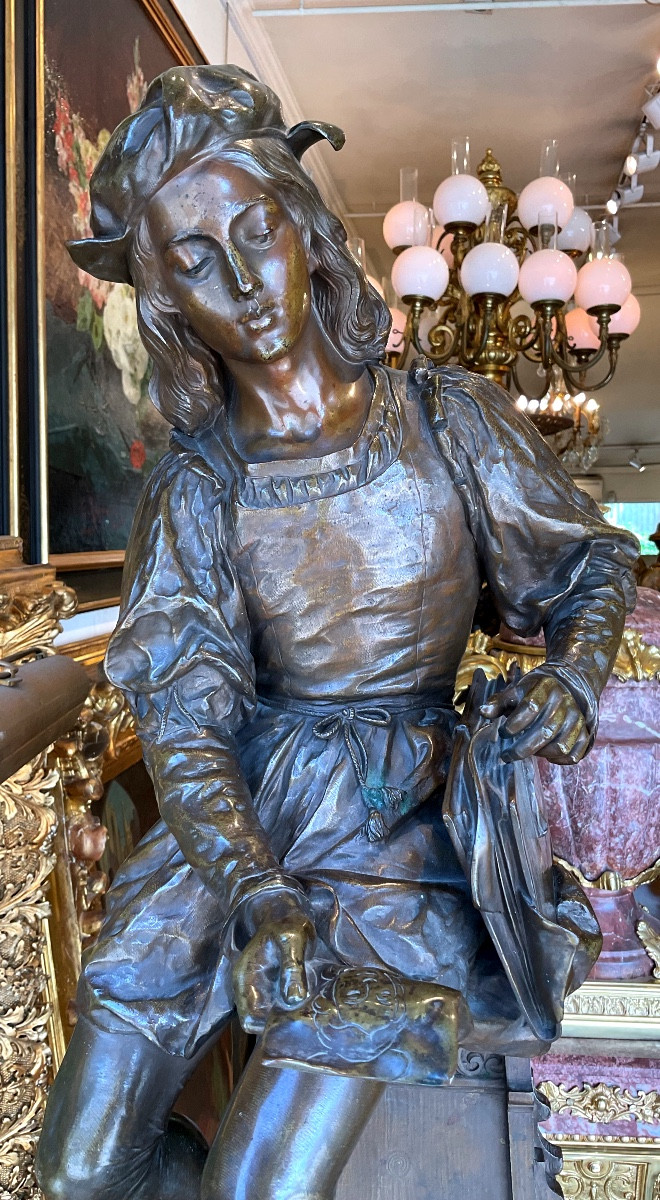 Bronze 19 Eme Siècle Par Hippolyte Moreau (1832-1926) « raphael » -photo-3