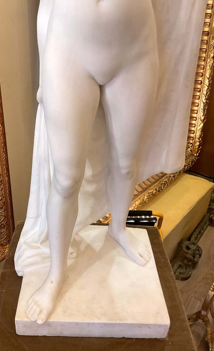 Large 19th Century Marble Sculpture By Joseph Cormier Dit Descomps (1869-1950) "nude Model"-photo-3