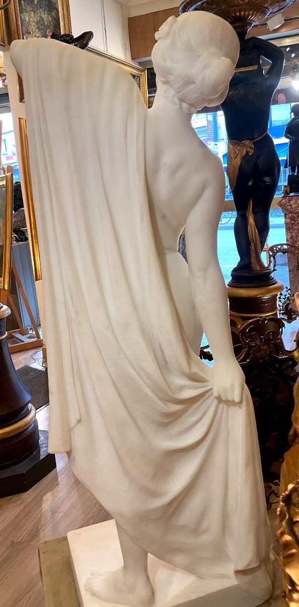 Large 19th Century Marble Sculpture By Joseph Cormier Dit Descomps (1869-1950) "nude Model"-photo-4