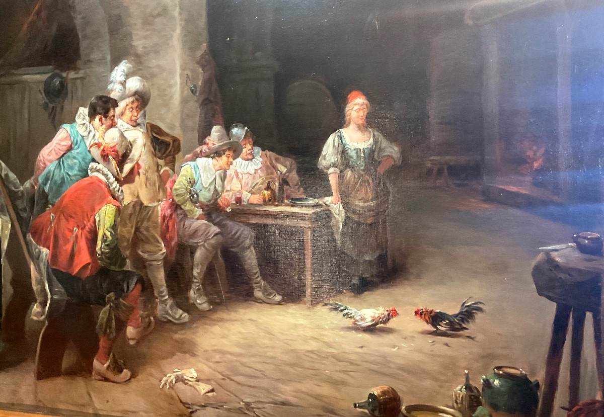 Painting By Luigi Baldero (19th Century): Tavern Scene -photo-3