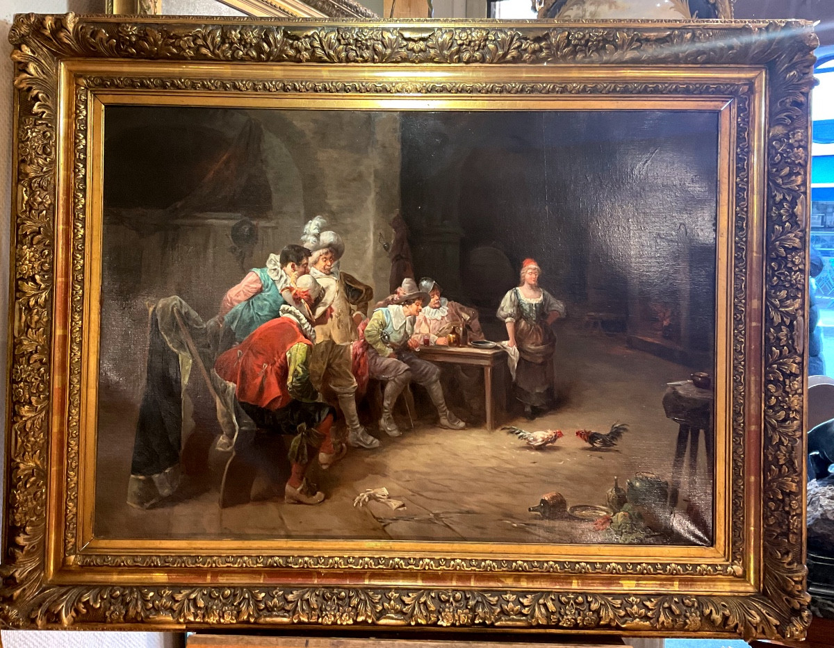 Painting By Luigi Baldero (19th Century): Tavern Scene 