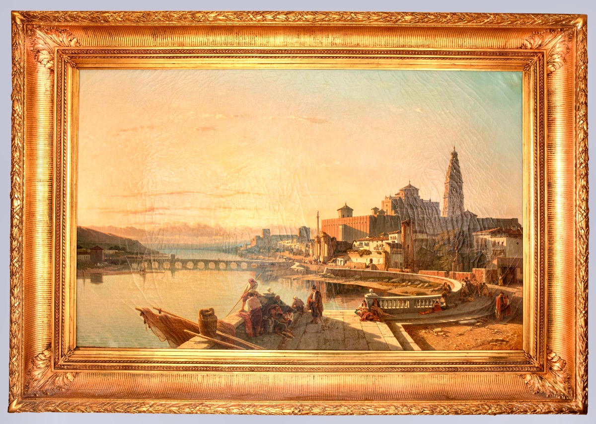 Painting By François Bossuet (1798-1889) "the Banks Of The Guadalquivir In Cordoba" 