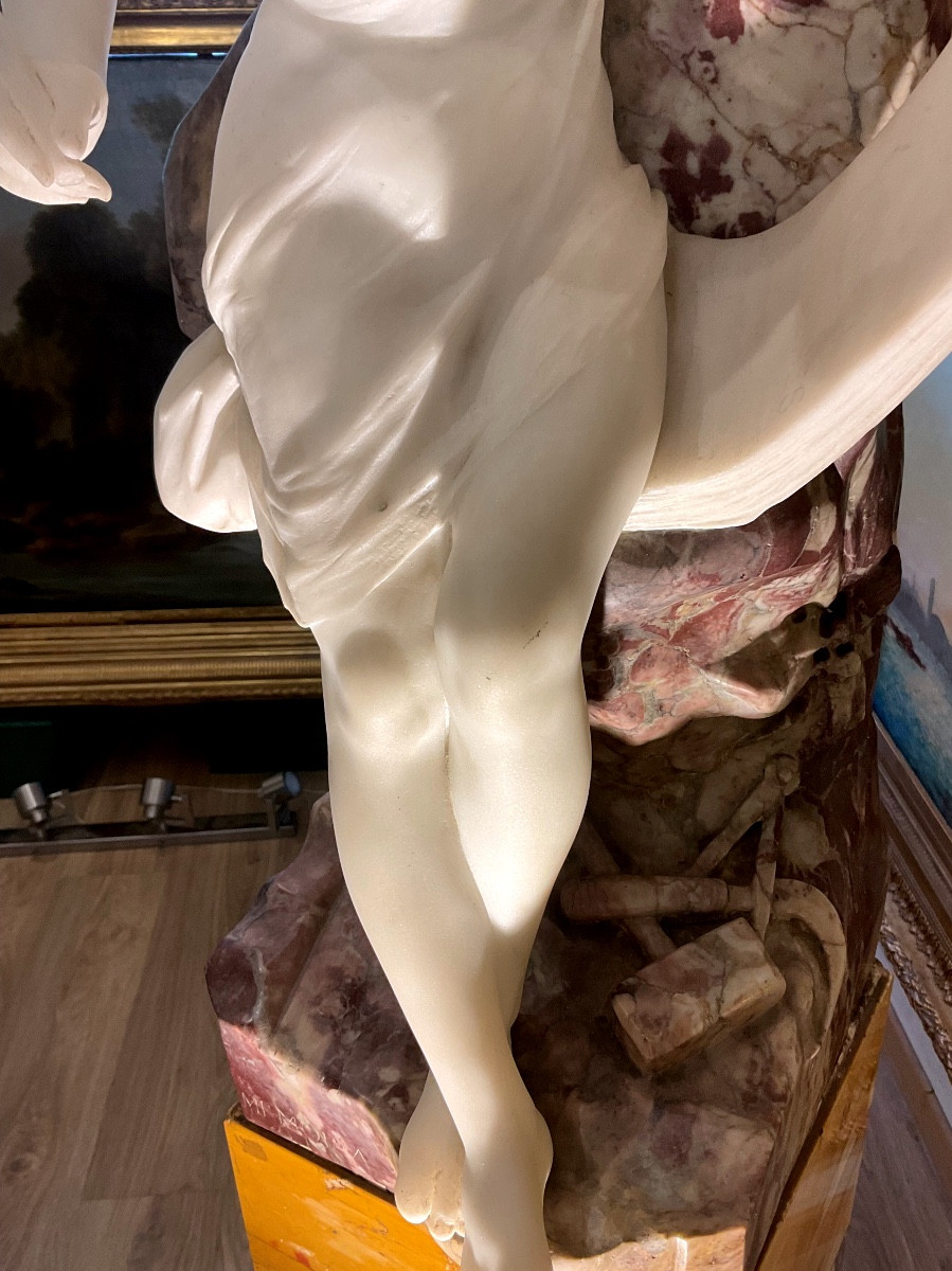 Marbre par André Émile Louis  PICAULT (1833-1922) Le cœur se souvient ,memoria -photo-2