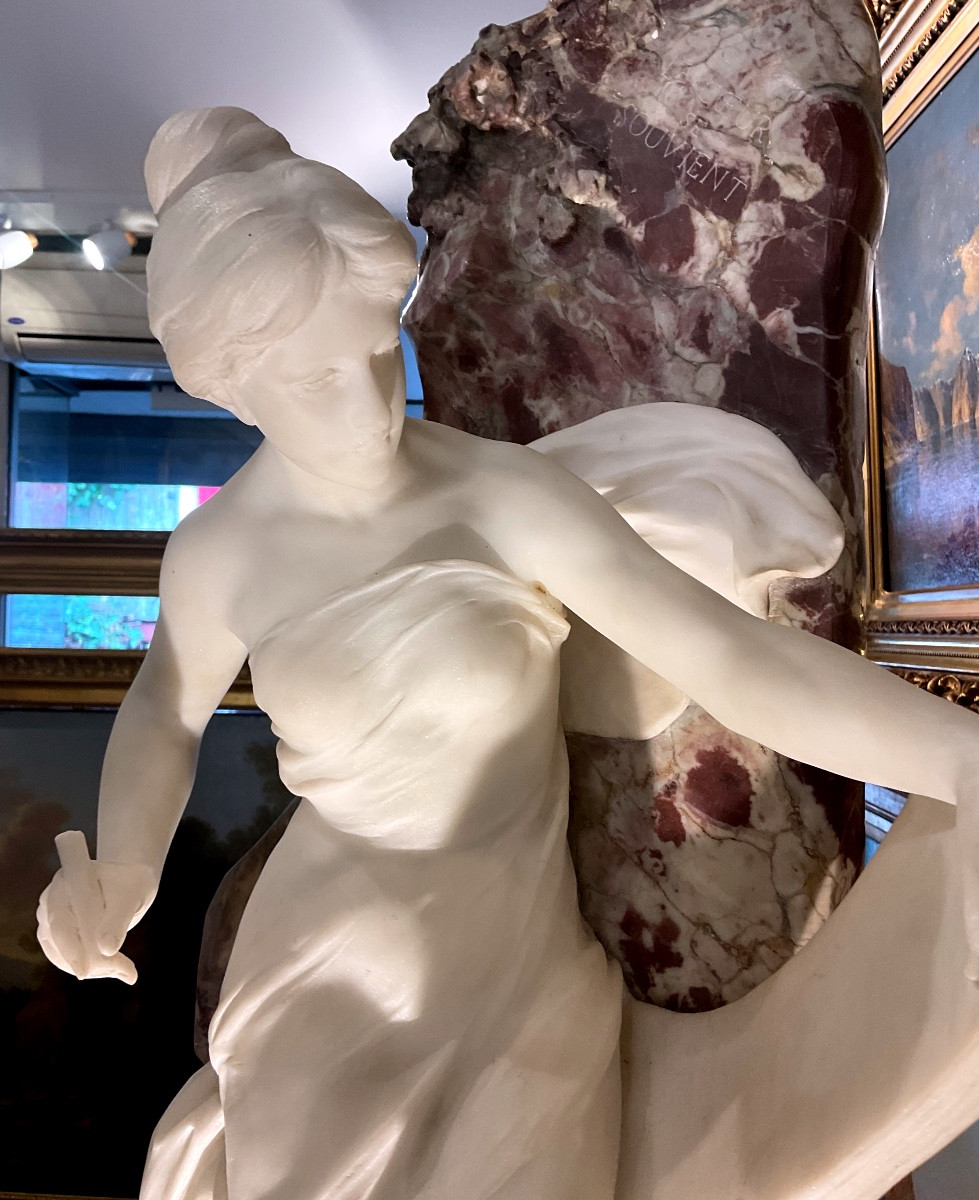 Marbre par André Émile Louis  PICAULT (1833-1922) Le cœur se souvient ,memoria -photo-3