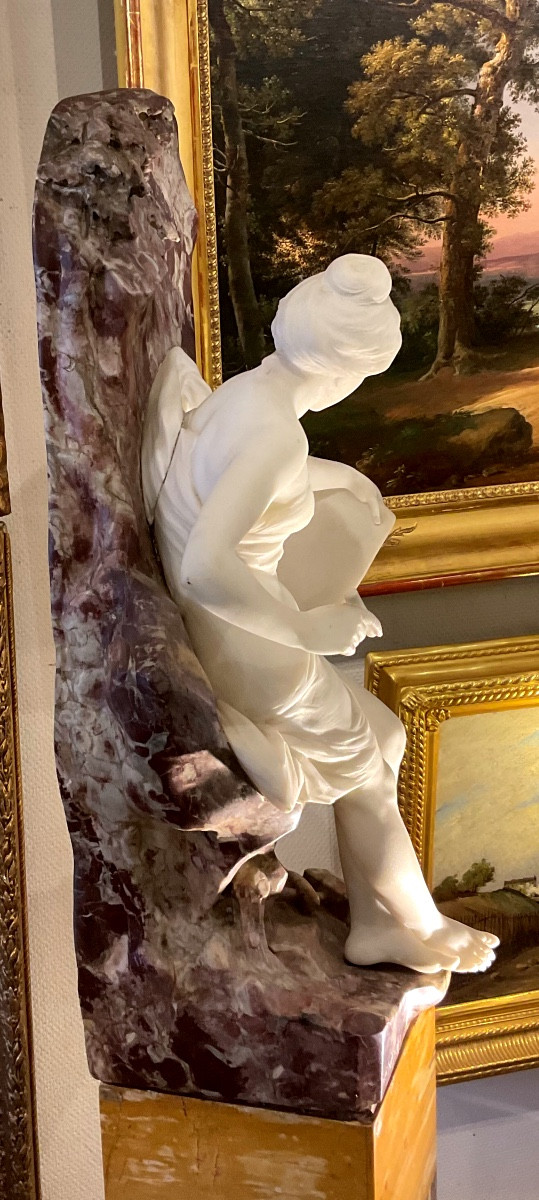 Marbre par André Émile Louis  PICAULT (1833-1922) Le cœur se souvient ,memoria -photo-4