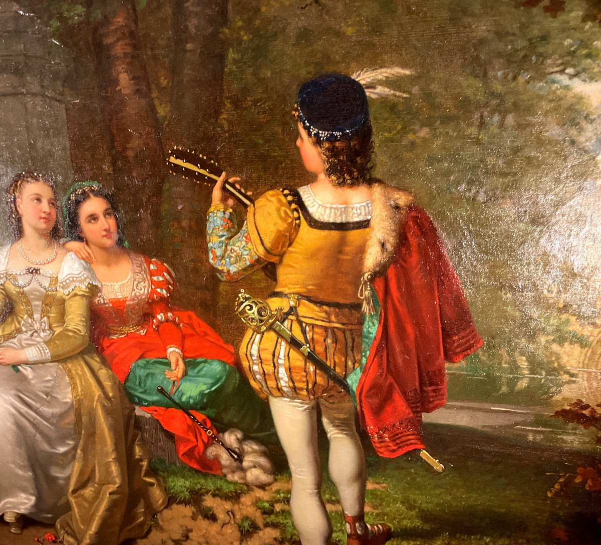 Painting By Jan Evert Boks (1838-1914) "enchanted Walk" -photo-3