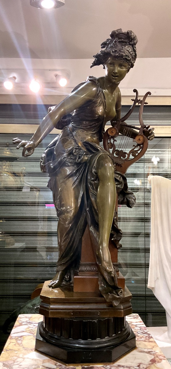 Large Bronze By Albert Carrier-belleuse (1824-1887) “melody”-photo-2