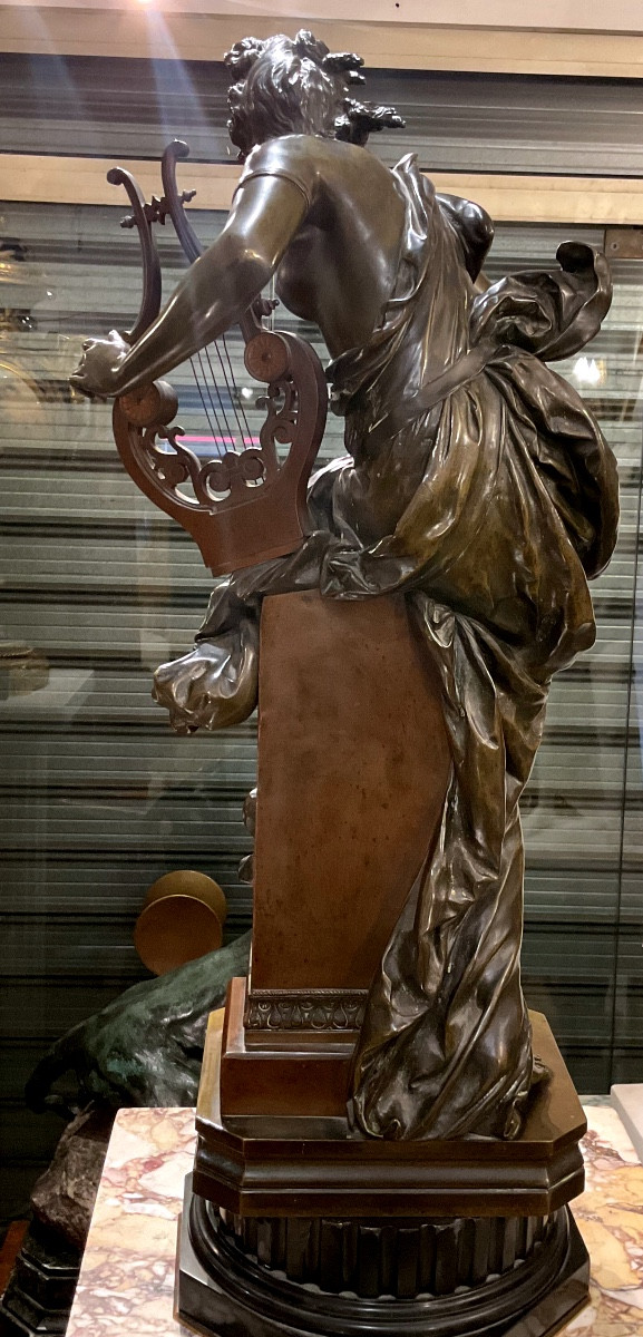 Large Bronze By Albert Carrier-belleuse (1824-1887) “melody”-photo-2