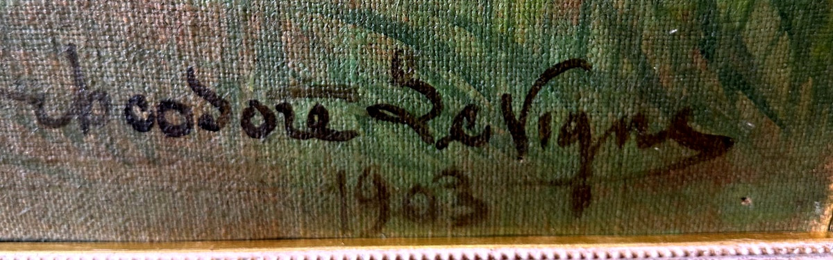 Painting By Théodore Levigne (1848-1912): The Conversation -photo-2