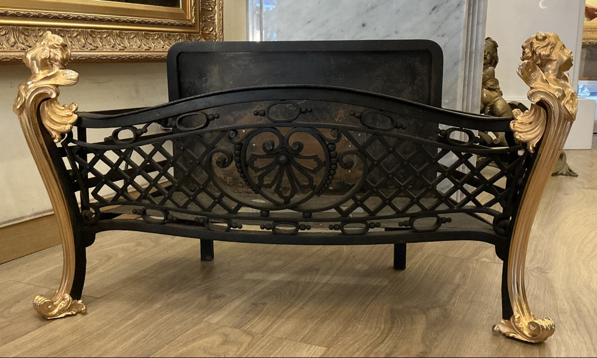 Grands chenets 19 eme siècle en bronze 