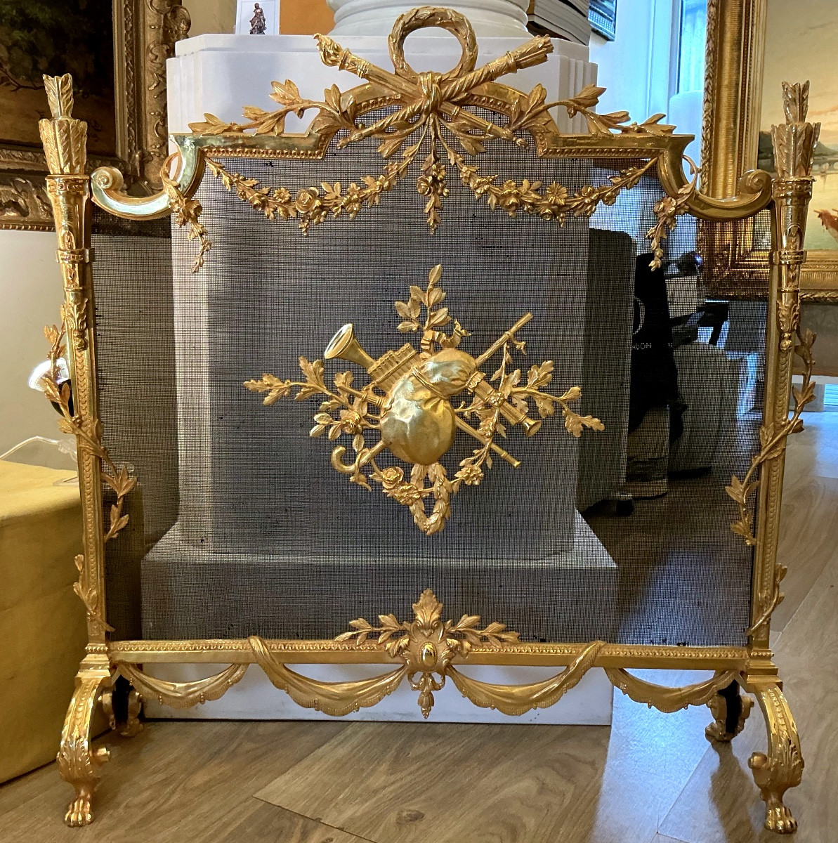 Fire Screen For Fireplace Late 19th Century Louis XVI Style