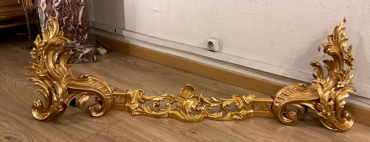 Gilt Bronze Andirons In The Style Of Louis XV From The Late 19th Century